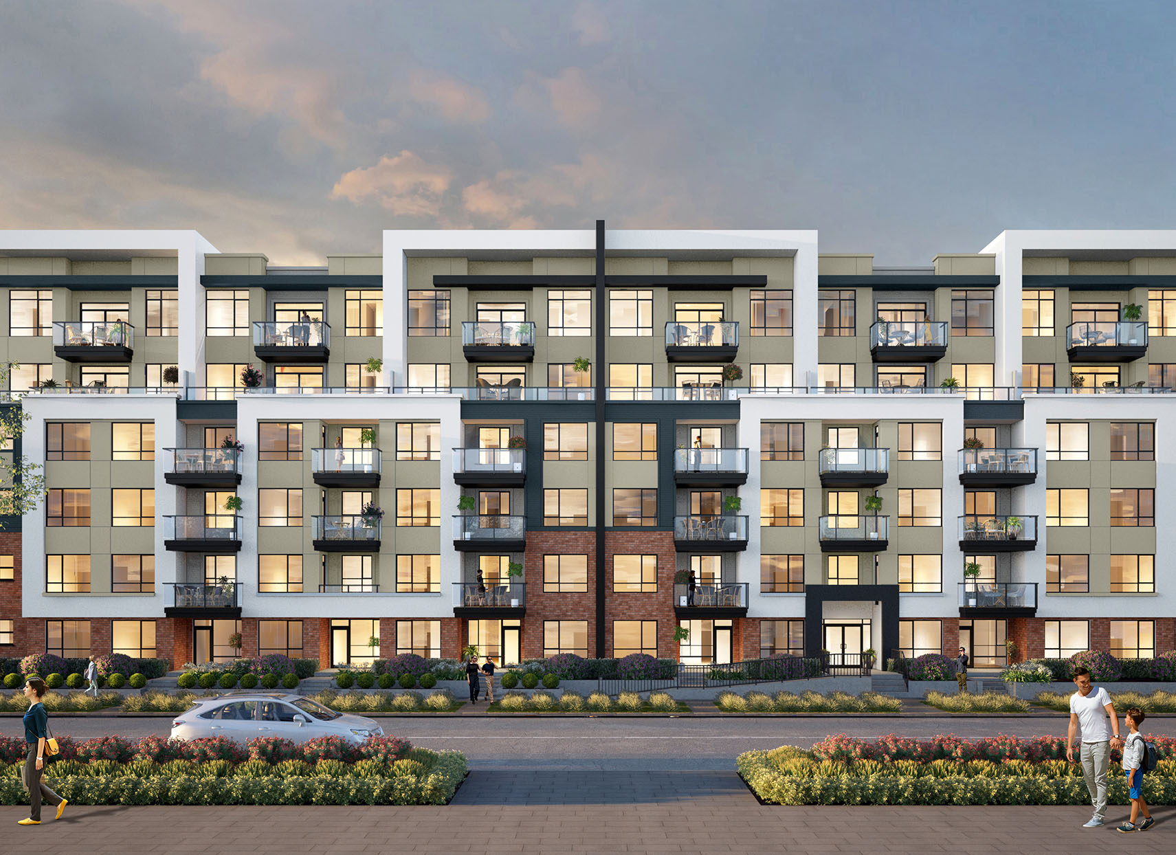 The Hive 2 condo building in Willoughby Town Centre, Langley, street view rendering by Apcon Group